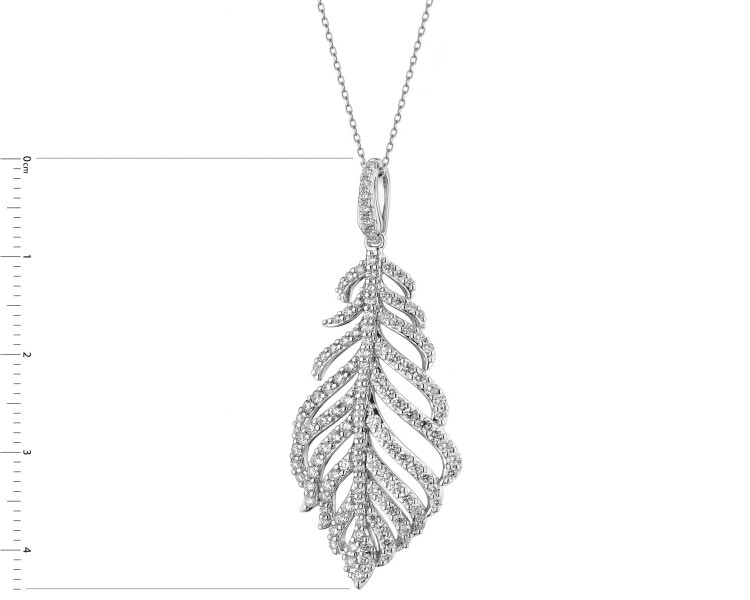 Zawieszka z białego złota z brylantami - piórko - 1,25 ct - próba 750