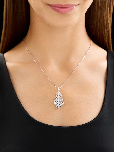 18 K Rhodium-Plated White Gold Pendant with Diamonds - 1,25 ct - fineness 18 K