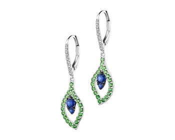 750 Rhodium And Ruthenium Plated White Gold Dangling Earring  - fineness 750