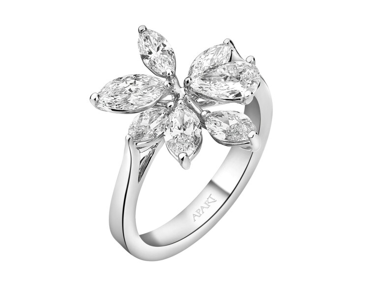 18 K Rhodium-Plated White Gold Ring  - 1,93 ct - fineness 18 K