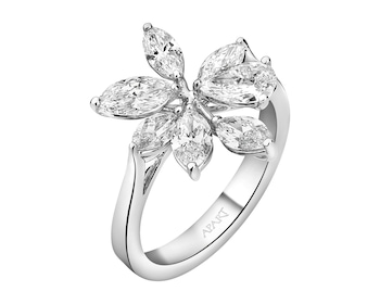 18 K Rhodium-Plated White Gold Ring  - 1,93 ct - fineness 18 K