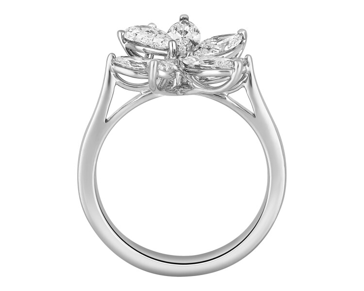 18 K Rhodium-Plated White Gold Ring  - 1,93 ct - fineness 18 K