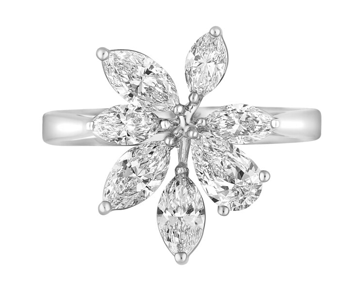 18 K Rhodium-Plated White Gold Ring  - 1,93 ct - fineness 18 K