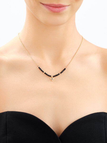 Gold-Plated Brass Necklace with Cubic Zirconia