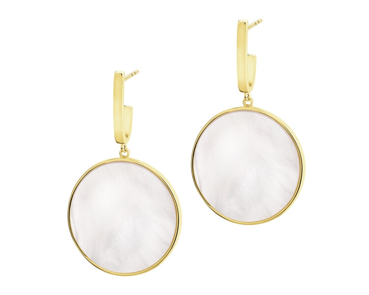 Gold-Plated Brass, Gold-Plated Silver Earrings with Mother Of Pearl