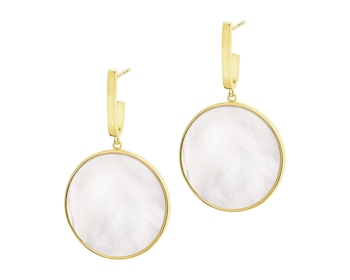 Gold-Plated Brass, Gold-Plated Silver Earrings with Mother Of Pearl