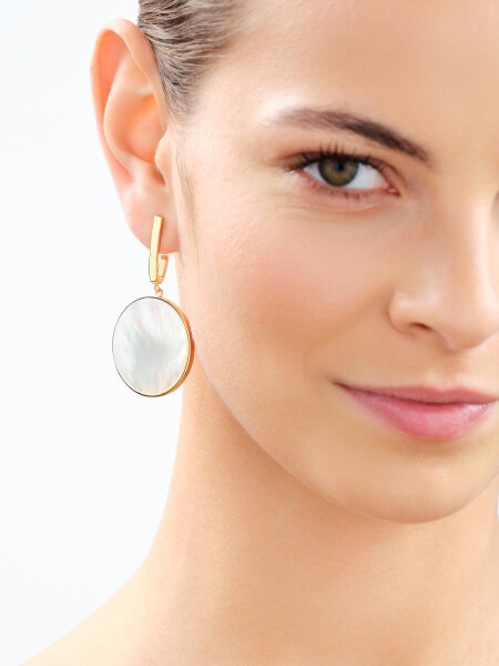 Gold-Plated Brass, Gold-Plated Silver Earrings with Mother Of Pearl