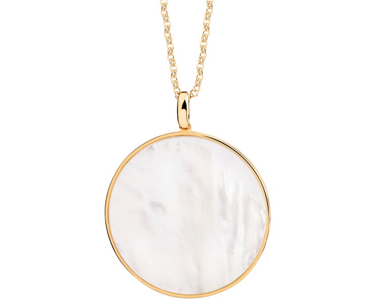 Gold-Plated Brass Necklace with Mother Of Pearl