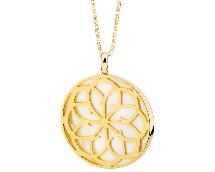 Gold-Plated Brass Necklace with Mother Of Pearl