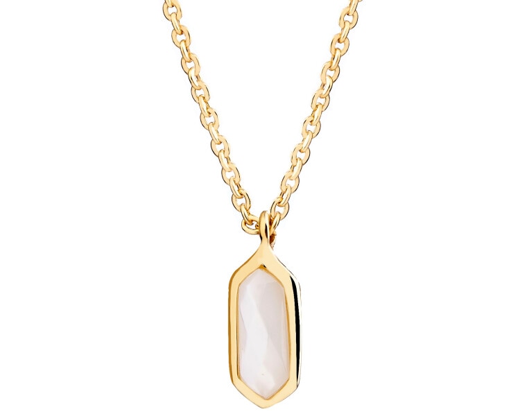 Gold-Plated Brass Necklace with Mother Of Pearl