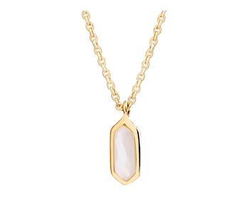 Gold-Plated Brass Necklace with Mother Of Pearl