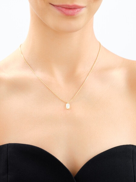 Gold-Plated Brass Necklace with Mother Of Pearl