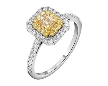 585 Rhodium-Plated White Gold, Yellow Gold Ring  - 0,76 ct - fineness 585