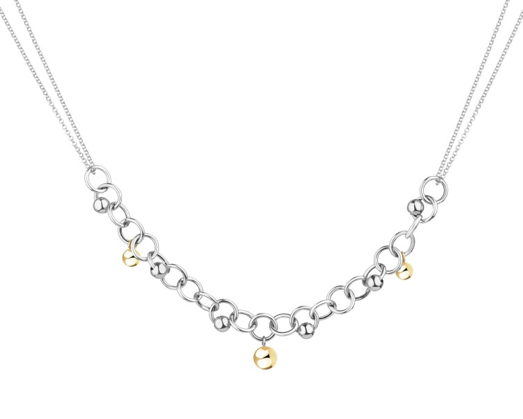 Rhodium-Plated Silver, Gold-Plated Silver Necklace 