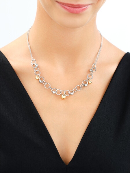 Rhodium-Plated Silver, Gold-Plated Silver Necklace 