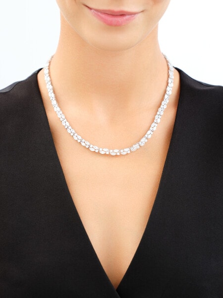 Rhodium Plated Silver Necklace with Cubic Zirconia