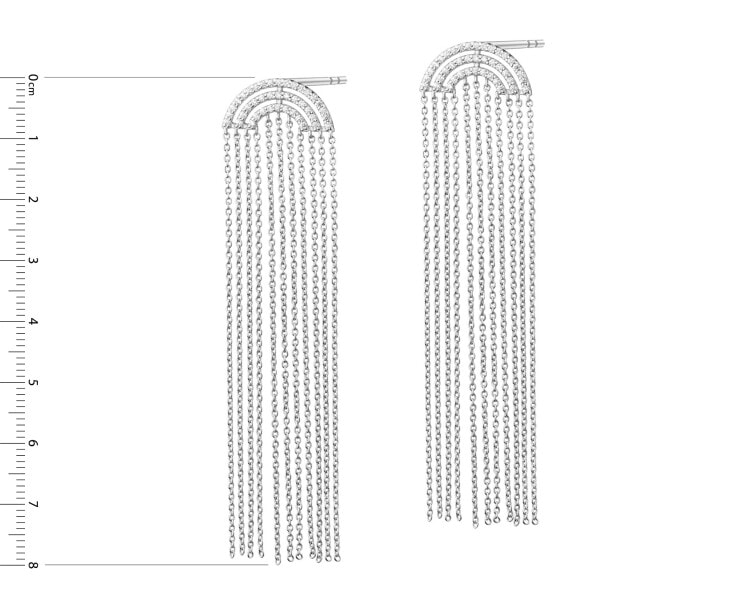 Rhodium Plated Silver Dangling Earring with Cubic Zirconia