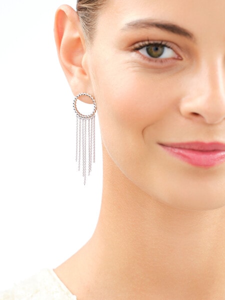 Rhodium Plated Silver Dangling Earring 