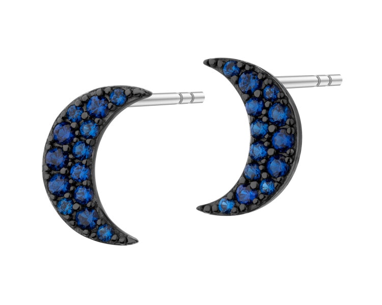 Rhodium-Plated Silver, Black Rhodium Earrings with Cubic Zirconia