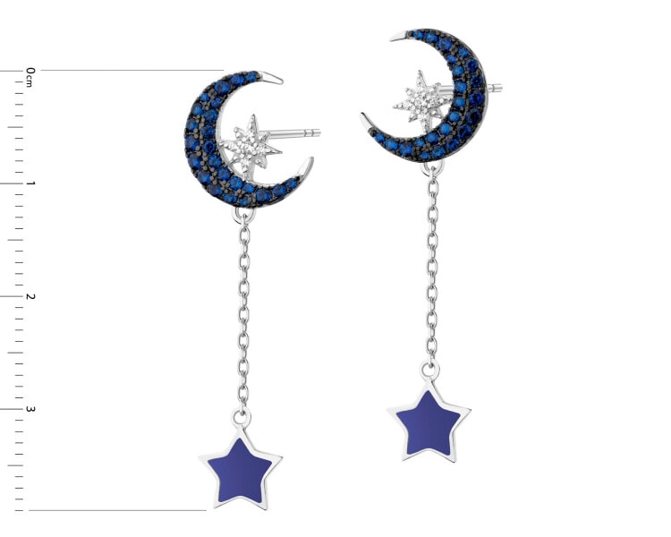 Rhodium-Plated Silver, Black Rhodium Dangling Earring with Cubic Zirconia