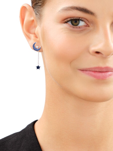 Rhodium-Plated Silver, Black Rhodium Dangling Earring with Cubic Zirconia