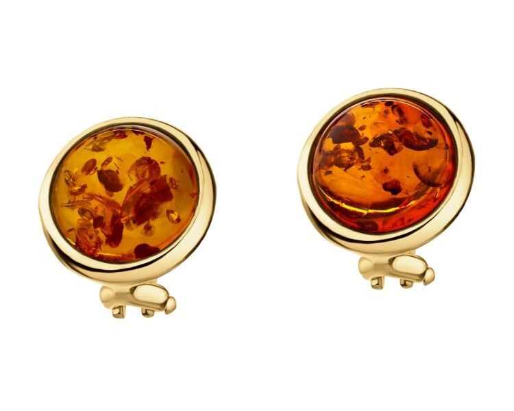 Gold-Plated Silver Clip with Amber