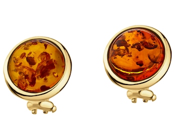 Gold-Plated Silver Clip with Amber