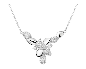 Rhodium Plated Silver Necklace with Cubic Zirconia