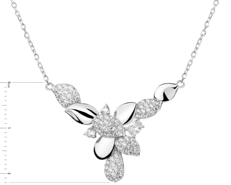 Rhodium Plated Silver Necklace with Cubic Zirconia