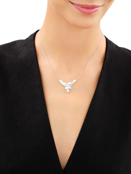 Rhodium Plated Silver Necklace with Cubic Zirconia