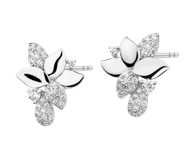 Rhodium Plated Silver Earrings with Cubic Zirconia