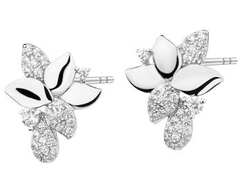 Rhodium Plated Silver Earrings with Cubic Zirconia