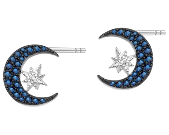 Rhodium-Plated Silver, Black Rhodium Earrings with Cubic Zirconia