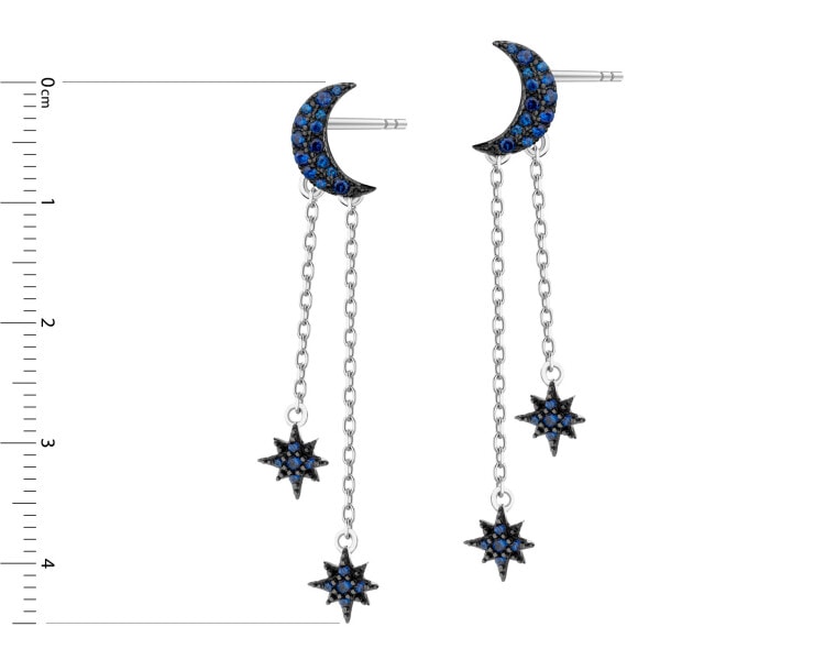 Rhodium-Plated Silver, Black Rhodium Dangling Earring with Cubic Zirconia