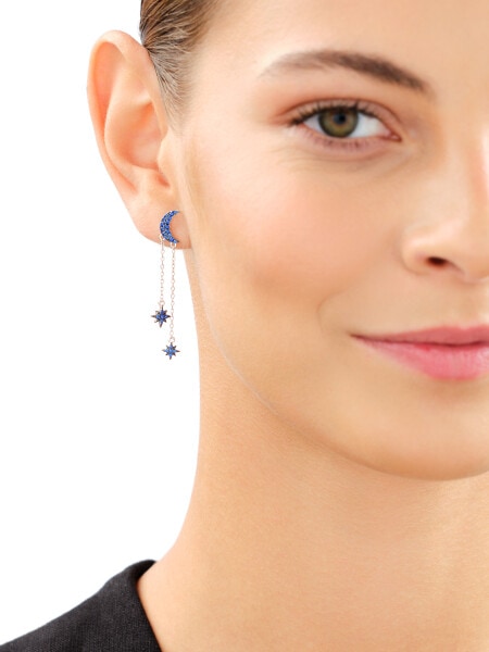 Rhodium-Plated Silver, Black Rhodium Dangling Earring with Cubic Zirconia