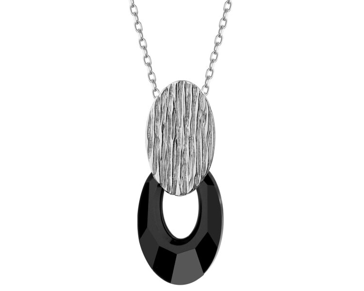 Rhodium Plated Silver Pendant with Glass