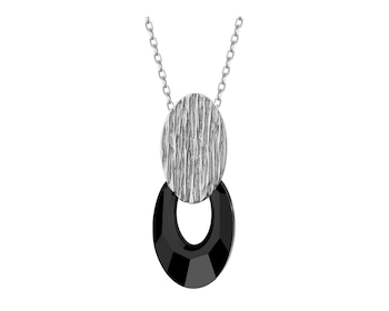 Rhodium Plated Silver Pendant with Glass