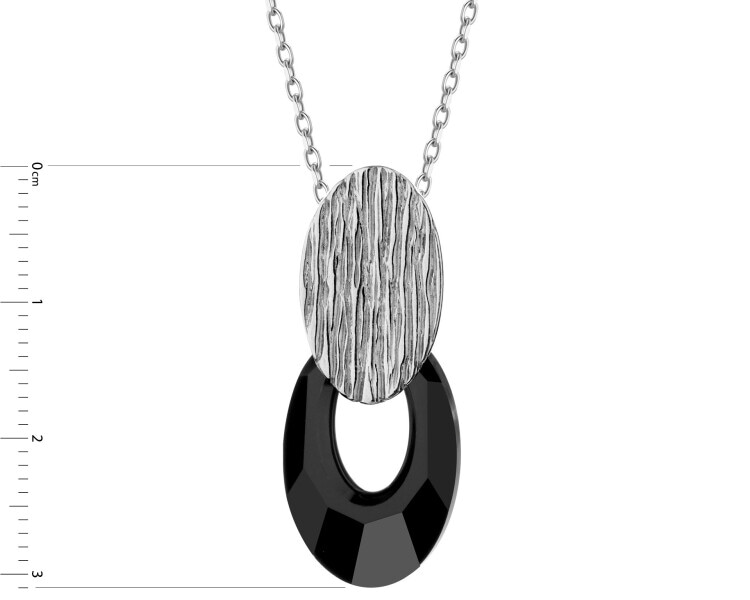 Rhodium Plated Silver Pendant with Glass