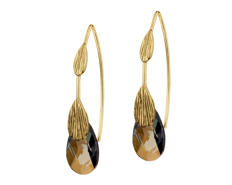 Gold-Plated Silver Earrings with Glass