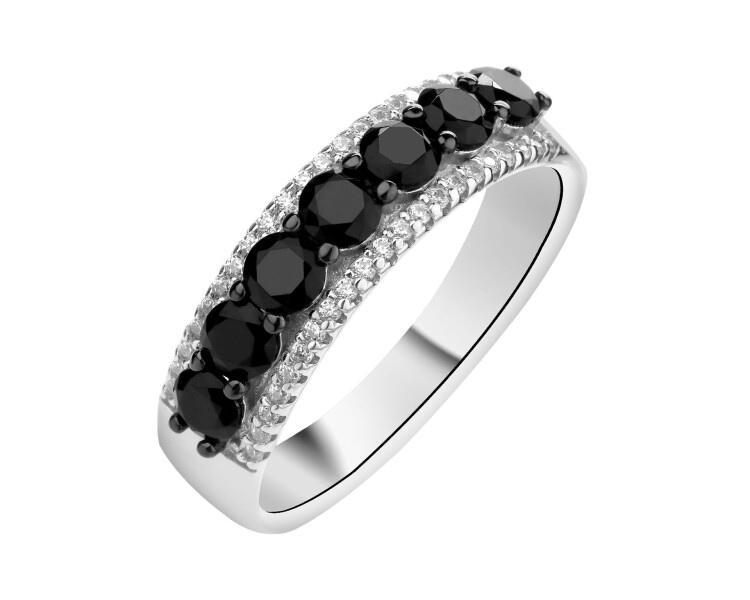 Rhodium Plated Silver Ring with Cubic Zirconia