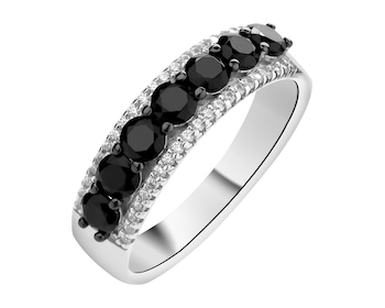 Rhodium Plated Silver Ring with Cubic Zirconia