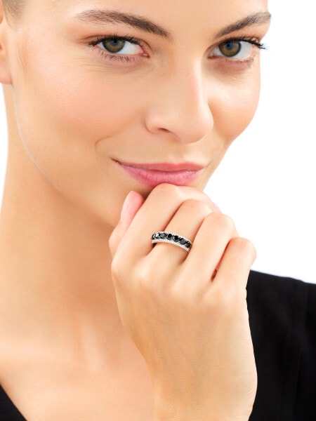 Rhodium Plated Silver Ring with Cubic Zirconia