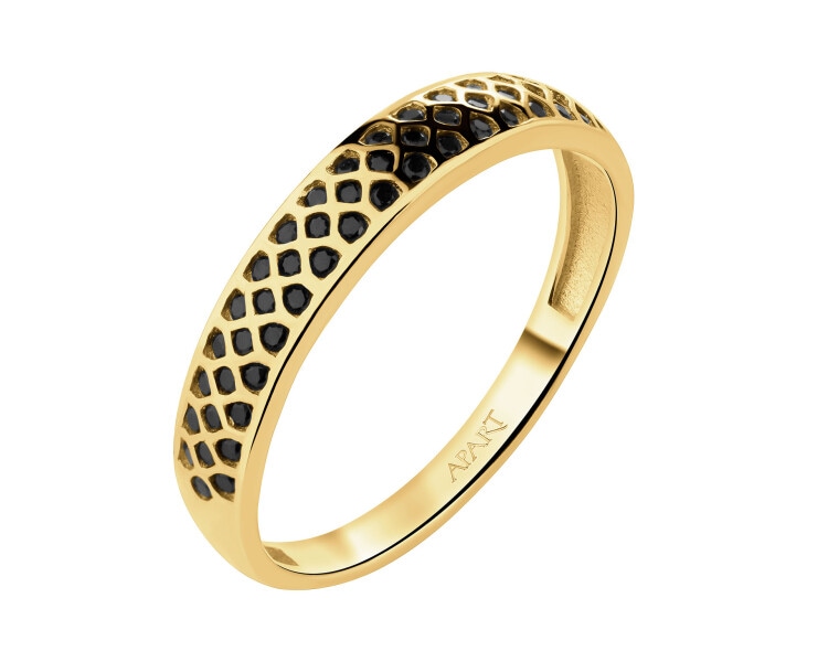 9 K Yellow Gold Band Ring with Cubic Zirconia