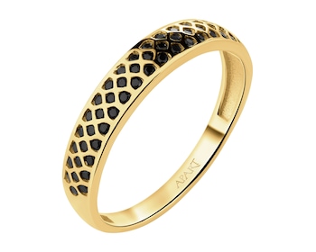 9 K Yellow Gold Band Ring with Cubic Zirconia