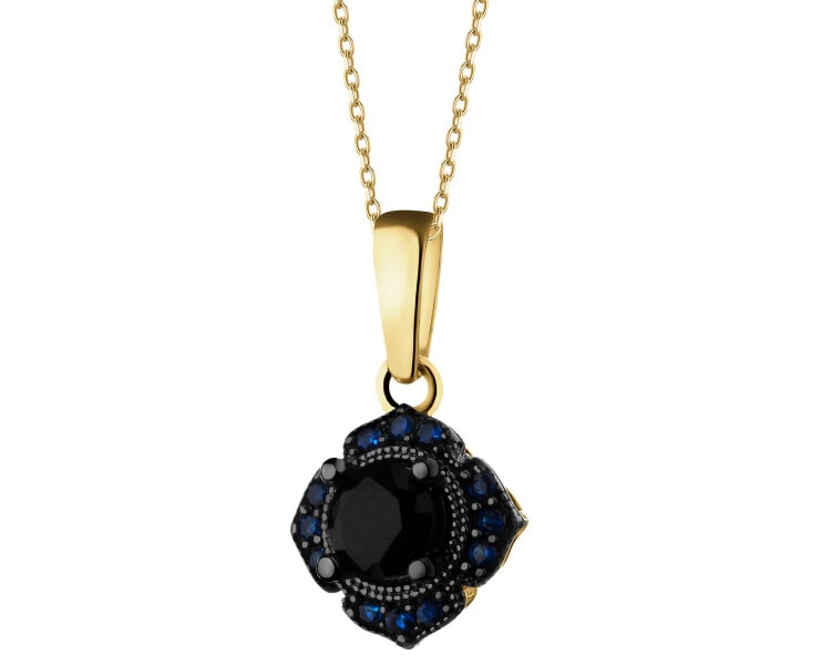 333 Yellow Gold/Black Rhodium Pendant with Cubic Zirconia