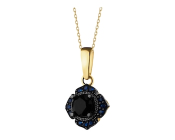 333 Yellow Gold/Black Rhodium Pendant with Cubic Zirconia