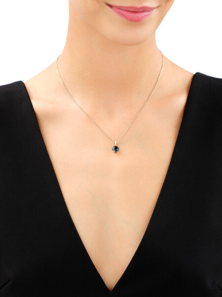 333 Yellow Gold/Black Rhodium Pendant with Cubic Zirconia