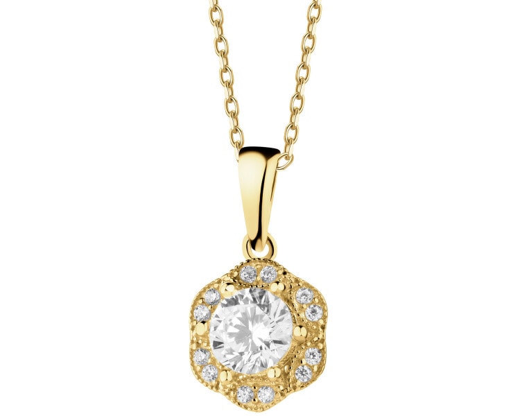 14 K Yellow Gold Pendant with Cubic Zirconia