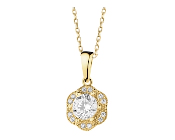 14 K Yellow Gold Pendant with Cubic Zirconia