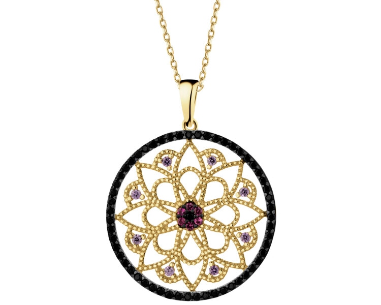 585 Yellow Gold/Black Rhodium Pendant with Cubic Zirconia